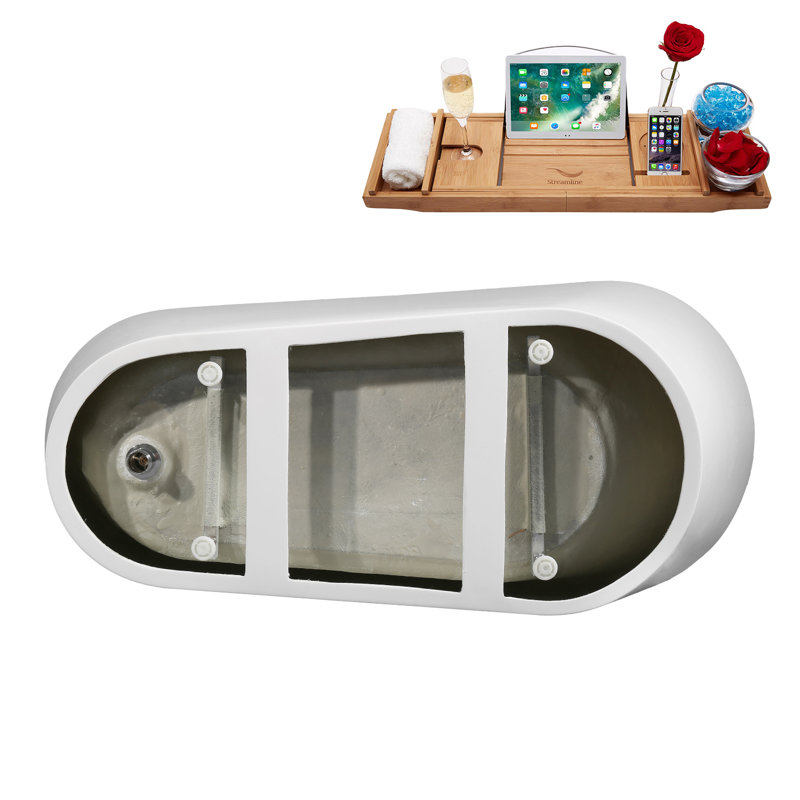 Bac autoportant 71 "avec drain interne Streamline, Laiton poli