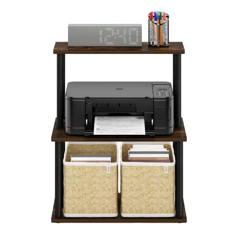 Thoren 3 Tier Toolless Multipurpose Bookcase, Amber Pine/Black
