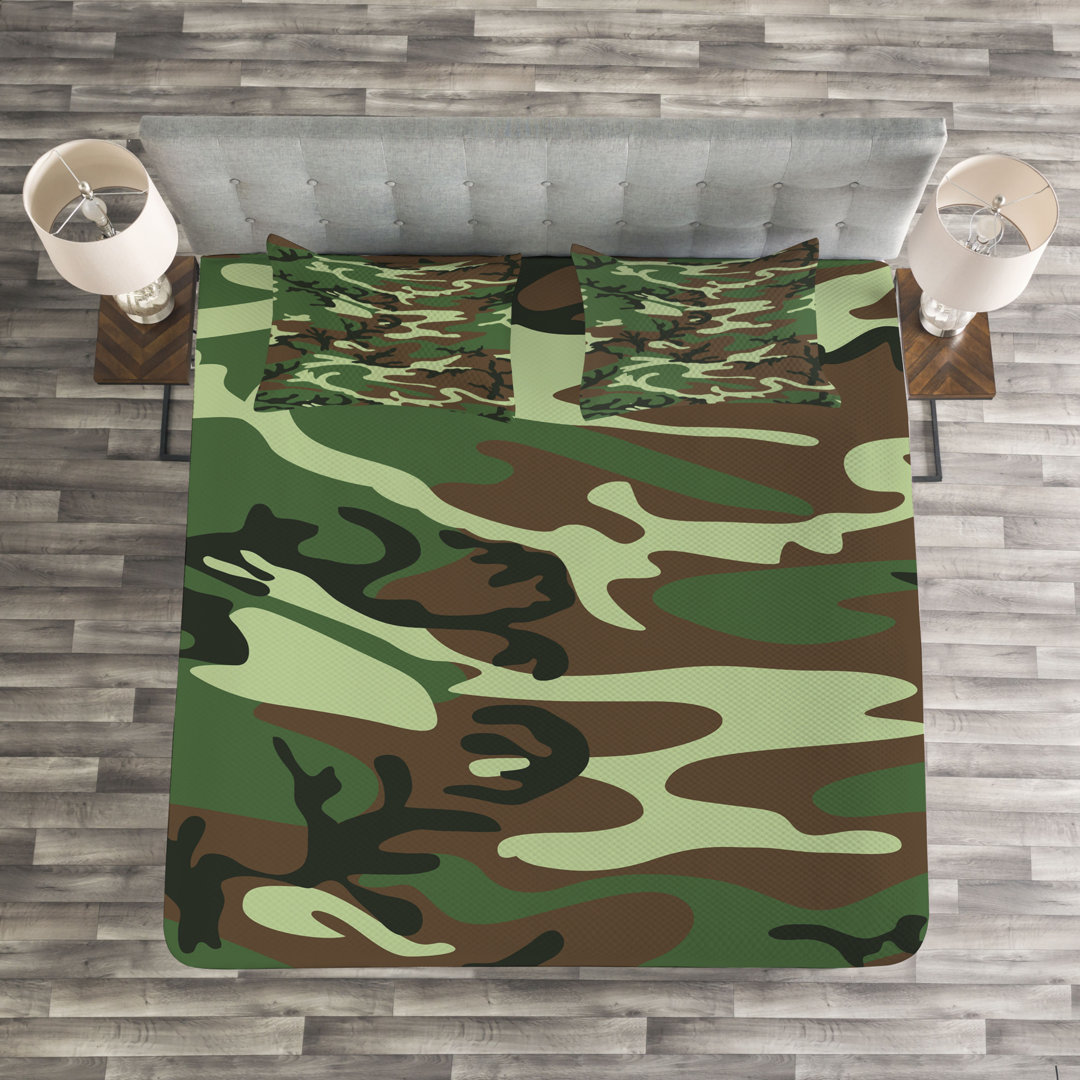 Gestepptes Bettdecken-Set, Classic American Woodland, Camo, Grün Braun Forest Green