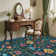 Floral Machine Washable Rug Non-Slip Farmhouse Floor Cover, Stain-Resistant Low Pile Indoor Carpet Mat for Living Room