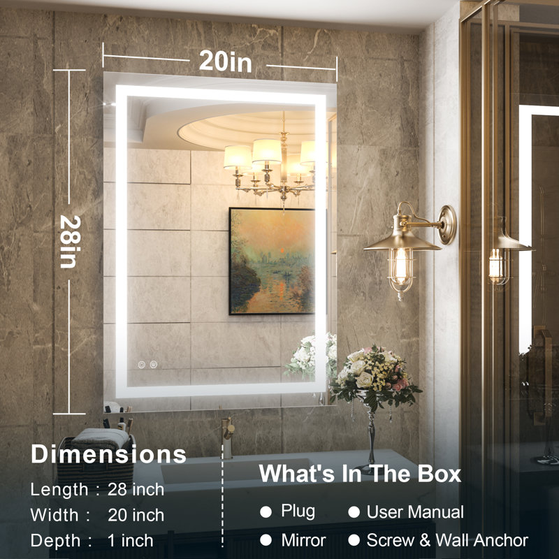 Miroir de salle de bain Martrez, 20 po x 28 po