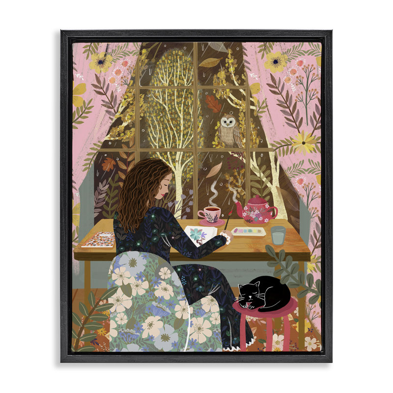 Cadre flottant Autumn View Relaxing View, design par Mia Charro, Cadre flottant noir de jais, H 21 po x l 17 po