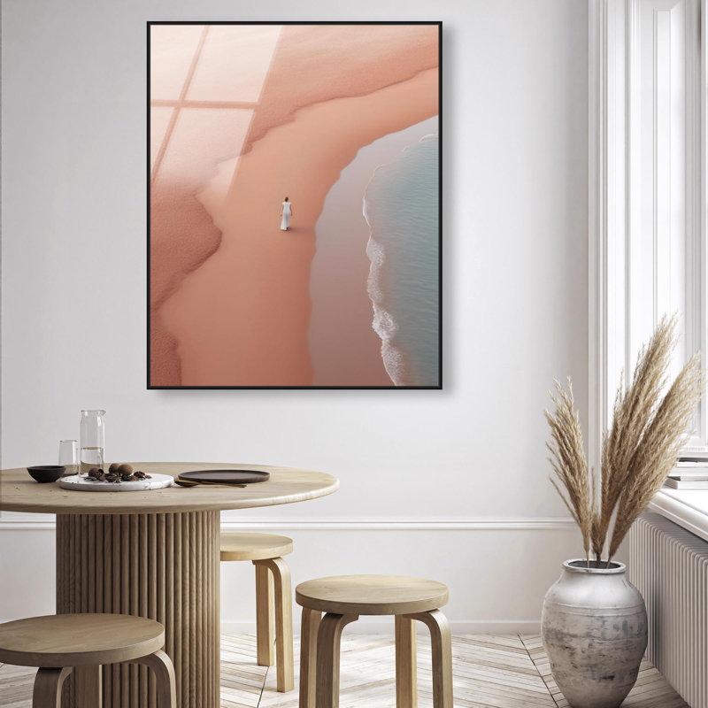 Oliver Gal Beachside Wandering Landscape & Nature - Framed Acrylic Glass Wall Art, 45" H x 36" W, Black