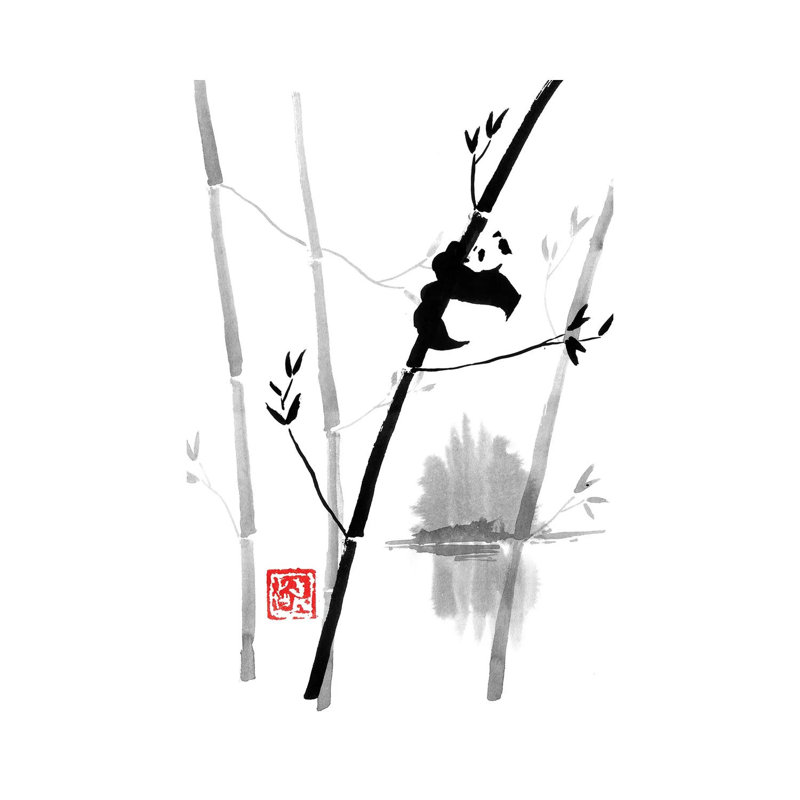 Panda In The Tree II by Péchane - Print on Canvas, 30.48 cm H x 45.72 cm W, Wrapped Canvas