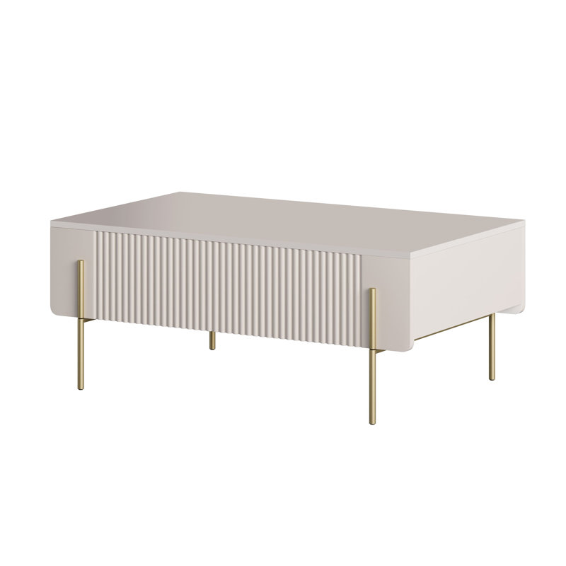 Otterburn Coffee Table with Storage, White Marble, Cashmere/Gold
