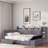 Upholstery Daybed With Storage Footstool, Shelves, 2 Drawers, Usb Charging And Led Light-1781045685-1781045686