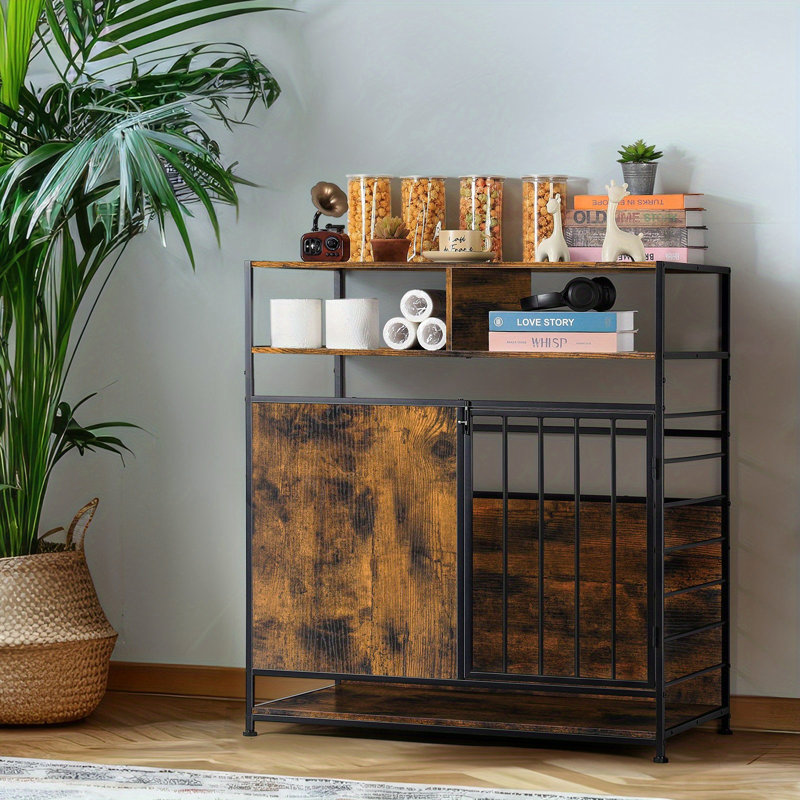 Table de bout avec tiroir Rustic Brown & Black Dog Crate