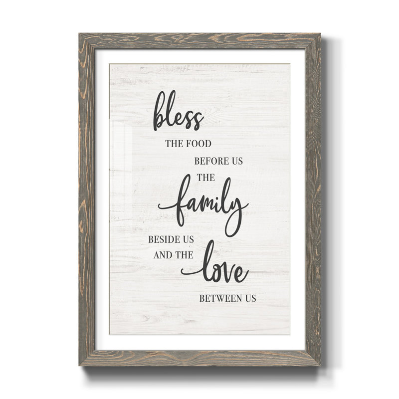 «Bless Family Love», reproduction d'art textuel sur papier encadré, H 37,5 po x l 27,5 po x P 1,5 po, Gris