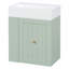 Meuble-lavabo de 20 pouces avec lavabo en céramique, armoire de rangement en panneau de fibres à densité moyenne avec tiroir, tablette latérale et poignée dorée - meuble-lavabo moderne pour les petites salles de bain-128990368