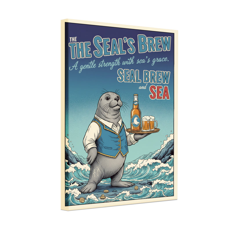 Fashion Seal tenant un plateau à bière sur les vagues, H 36 po x l 24 po