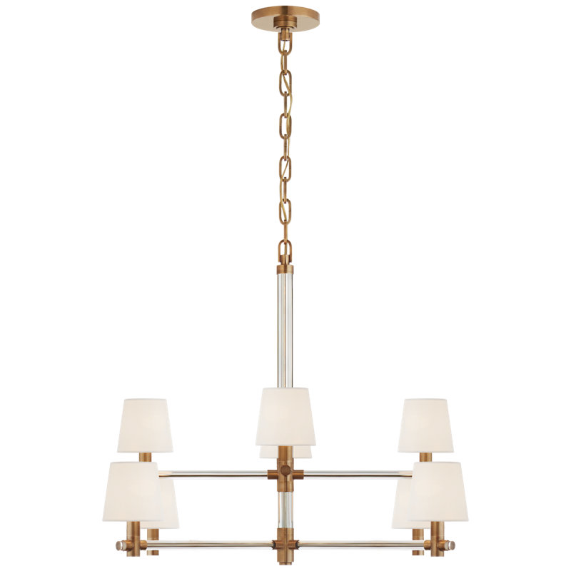 Sable 8 - Light Glass Chandelier, Brass, 29" H x 40" W x 40" D