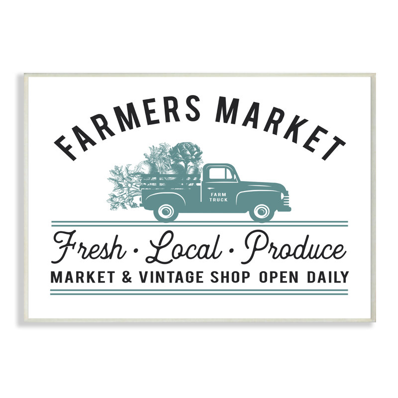«Farmers Market» par Lettré et doublé - publicité rétro sur toile, H 13 po x l 19 po, Plaque murale
