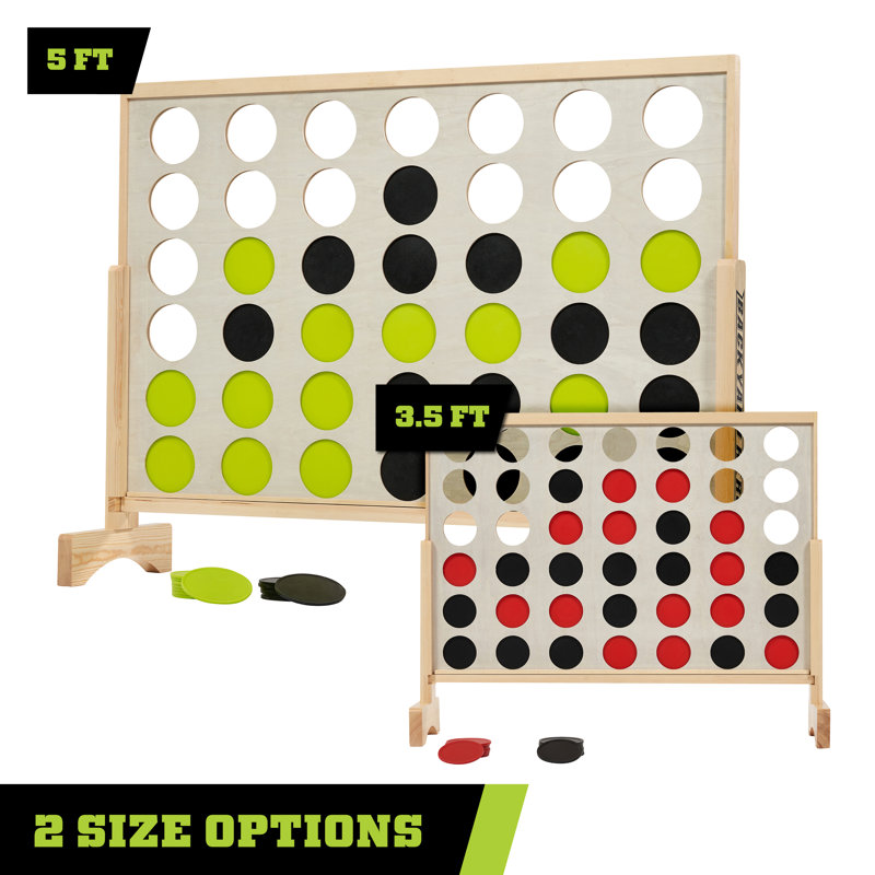 Giant Pinewood 4 in a Row Game with Black and Red Discs