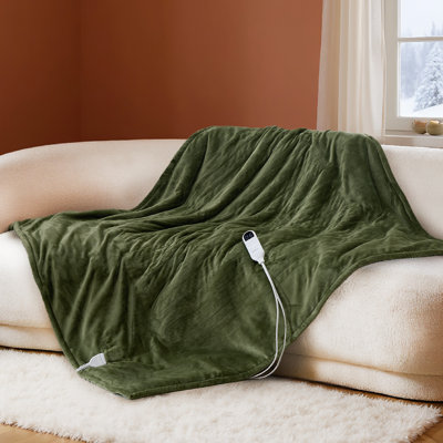 Winter Heated Blanket, Soft Flannel Electric Blanket with 4 Time Settings, 6 Heating Settings