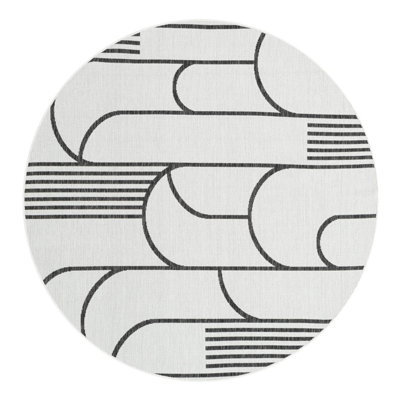 Tapis intérieur / extérieur d'extérieur moderne, Rond 6 pi 1 po