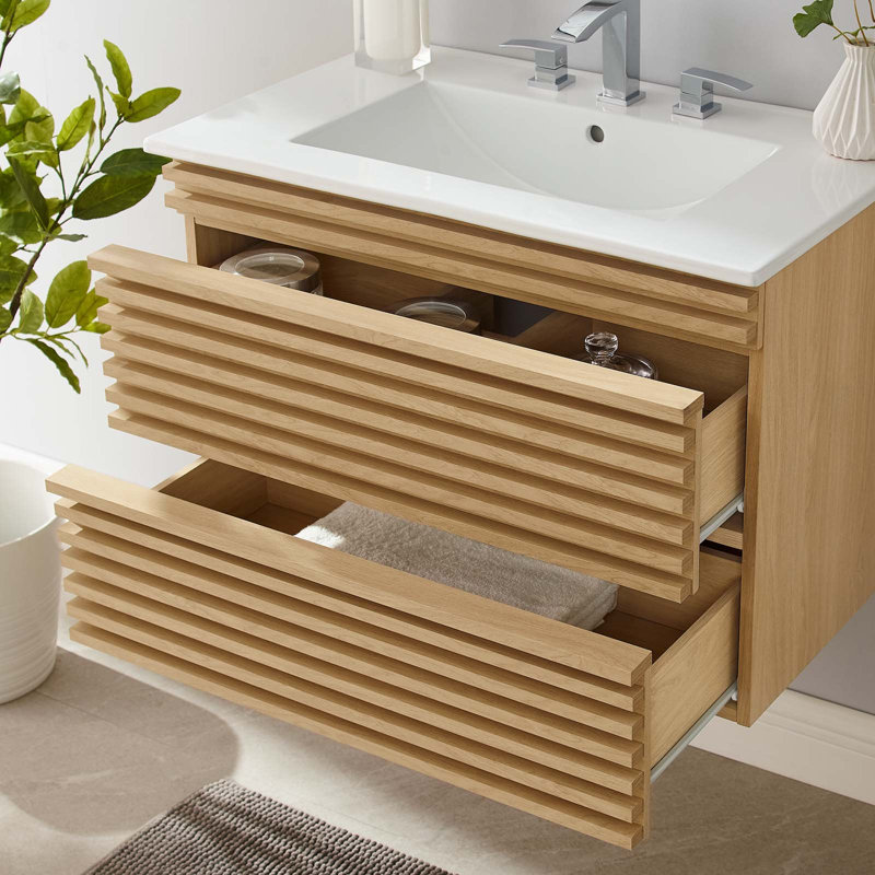 Ensemble de meuble-lavabo mural 30 "Jannery SEI-5421, Chêne / Blanc