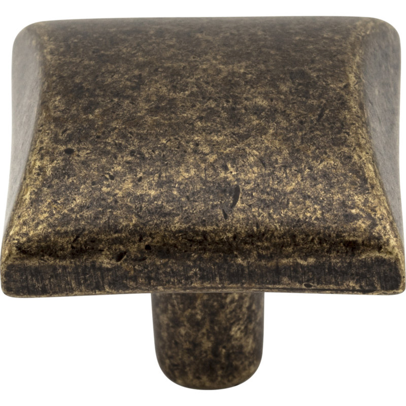 Glendale 1 1/8" Length Square Knob, Distressed Antique Brass