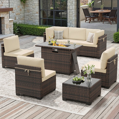 6 Person Outdoor Wicker Furniture Set
