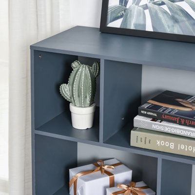3-Tier Child Bookcase Open Shelves Cabinet Floor Standing Cube Storage Organizer With Drawers - Grey