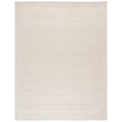 Textural Hand Tufted Wool Cotton Oriental Rug in Ivory