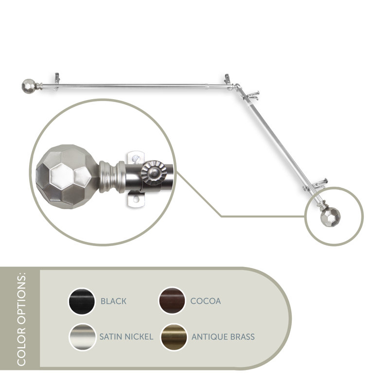 Tringle à rideau simple Campanella, 48” – 84”, Nickel satiné