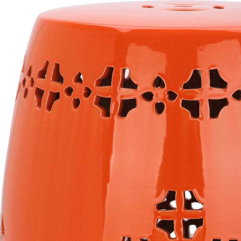 Tabouret de jardin en céramique Iowa Park, Orange brûlé