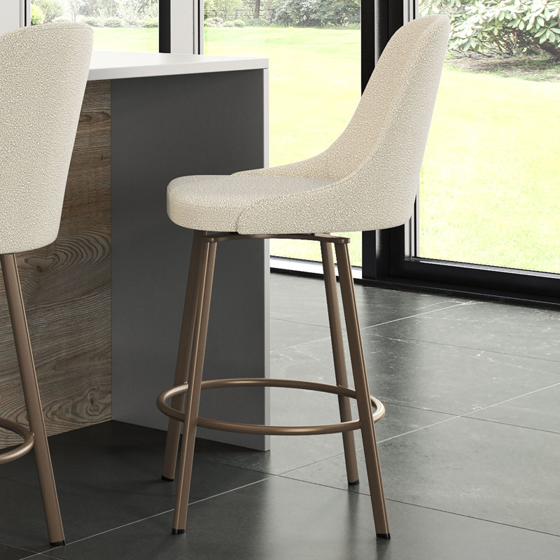 Tabouret de bar et de comptoir Isumi, Tabouret de comptoir (siège d'une hauteur de 26,5, Crème, Bronze