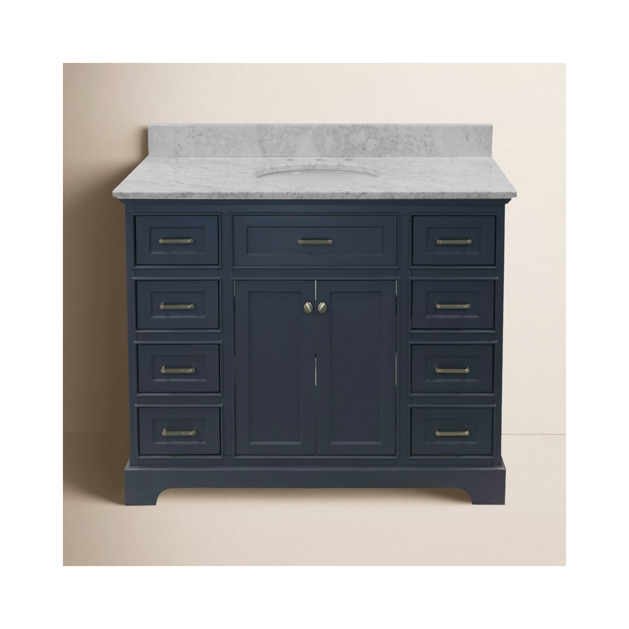 Ronnie 48'' Single Bathroom Vanity, Carrara Marble, Marine Gray