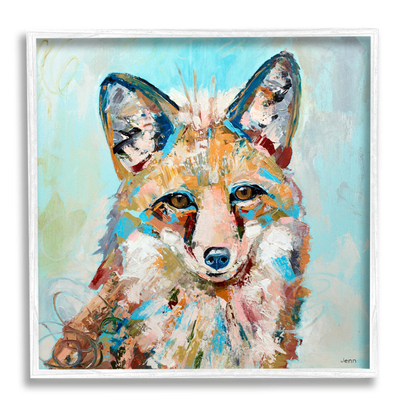Art moderne, estampe numérique de renard bleu par Jen Seeley, H 12 po x l 12 po x P 1,5 po, Giclée encadrée blanc bord de mer