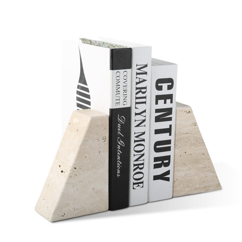 Serre-livres en marbre (ensemble de 2), Beige / gris clair, H 2,34 po x l 5,93 po x P 3,98 po