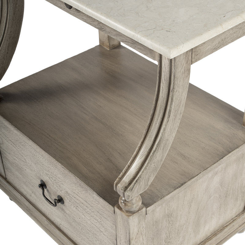 Mabel Marble 1 drawer Nightstand, Gray