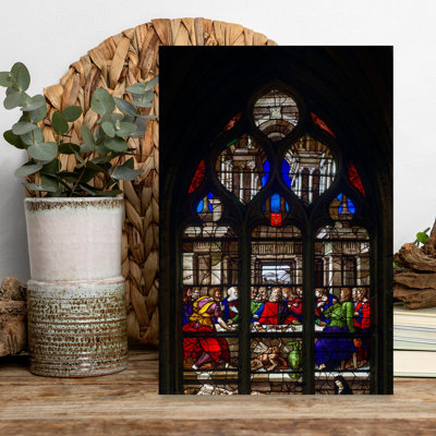 Vitrail, Église Sainte Foy, Conches-en-Ouche, Normandie, France, art mural contemporain