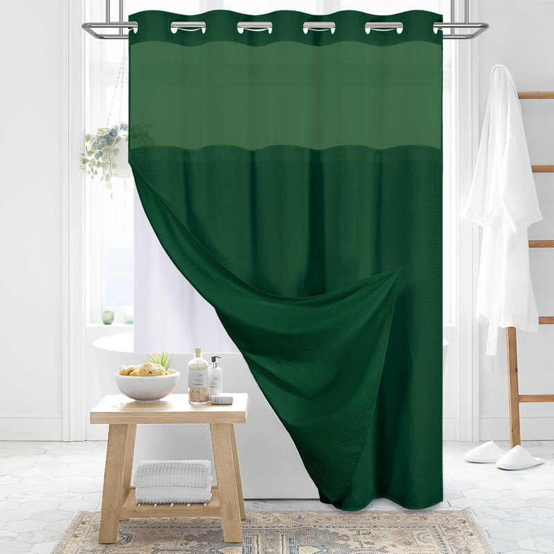 Rideau de douche Waffle, H 75 po x l 72 po, Vert émeraude