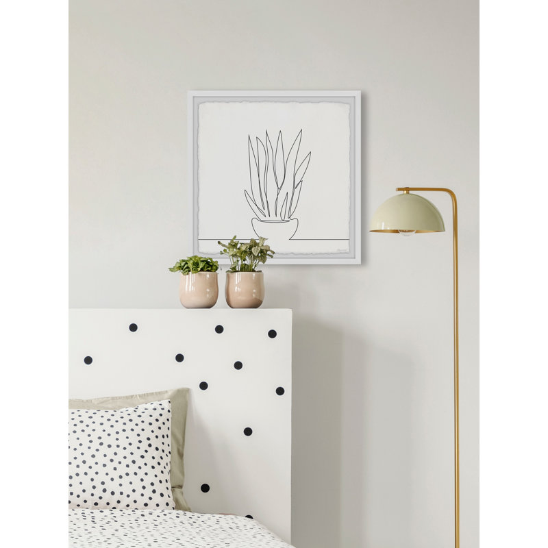 Succulent Line - Single Picture Frame Print, 45cm H x 45cm W x 3.81cm D