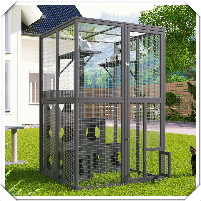 Enceinte d'extérieur pour chat Catio, Gris