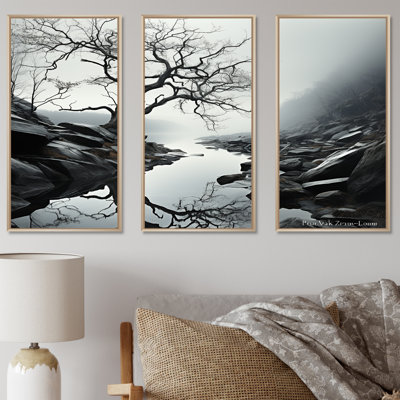 Brume de lac Moody - ensemble d'art mural rivière
