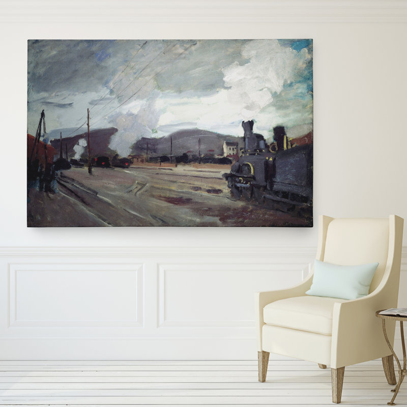 « chemin station » par claude monet print, H 18 po x l 27 po x P 1,5 po, Toile tendue