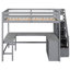 Lit mezzanine double gris avec bureau intégré et escalier - choix pratique de la chambre à coucher sur trois tablettes-1826441694