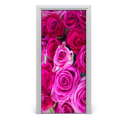 Pink Roses Door Decal