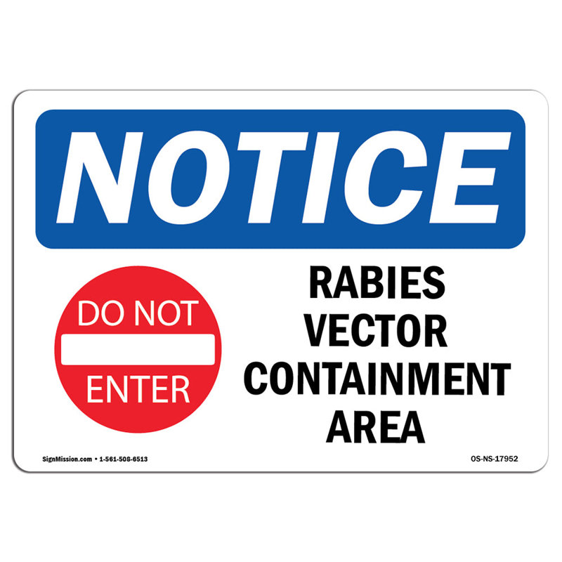 Rabies Vector Containment Area Sign