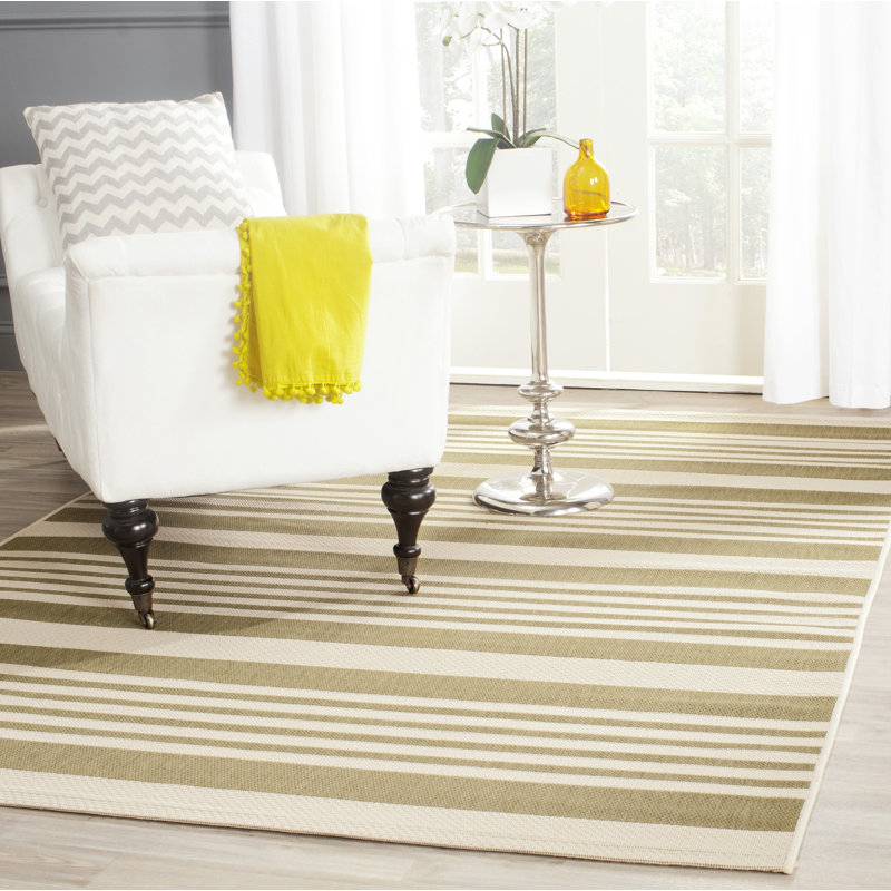Lake Placid Striped Hand Woven Indoor / Outdoor Area Rug, Rectangle 122 x 170 cm