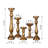 S/5 Gold Turned Wood Candle Holders, Assorted Heights-1513000518