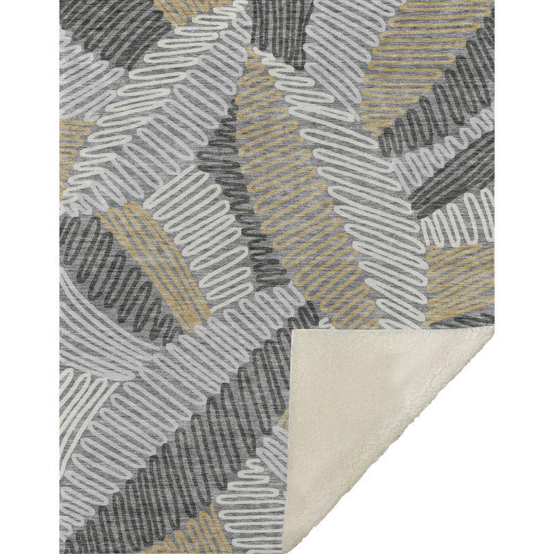 Jeté floral Sherpa ASB904 Addison, Gris