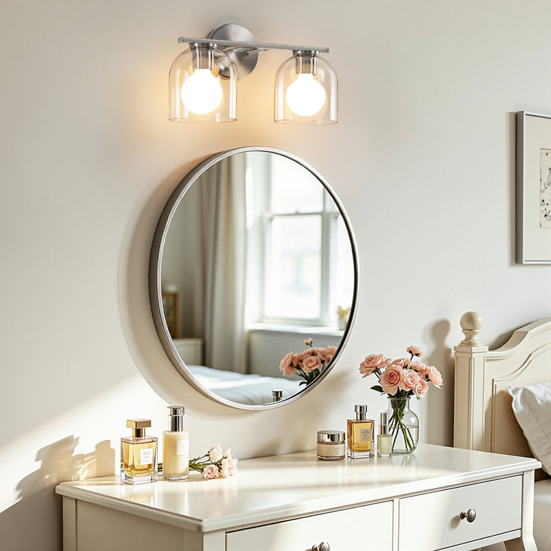 Éclairage pour meuble-lavabo à 2 lumières à intensité variable Meola, Nickel brossé