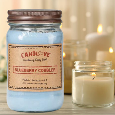 Blueberry Cobbler Scented Jar Candle with Glass Holder