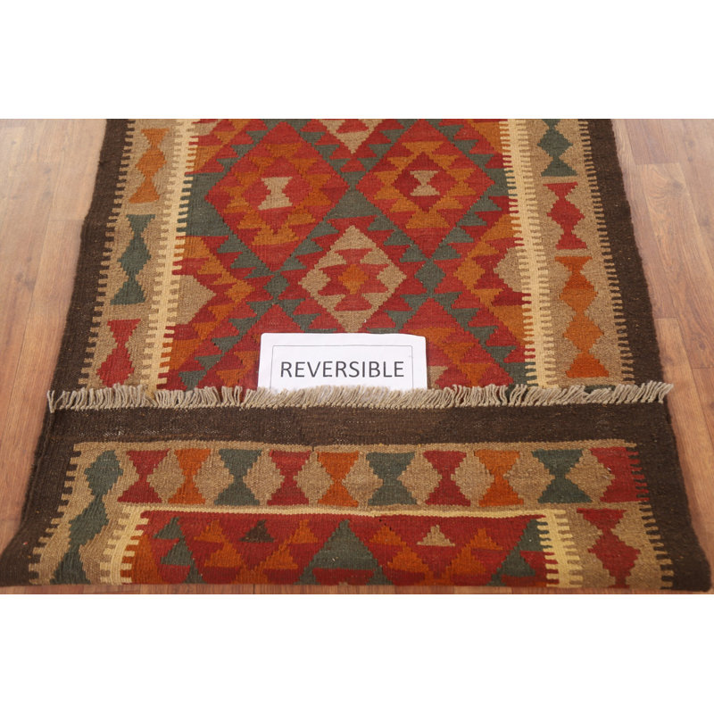 Reversible Wool Kilim Runner Rug 3x7