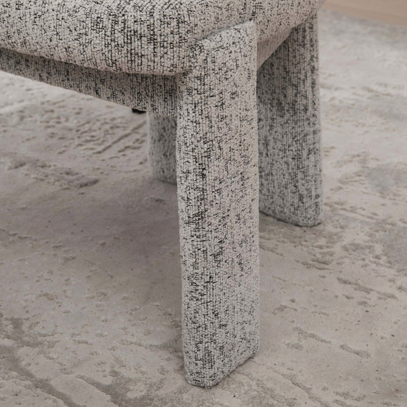 Chaise de salle à manger rembourrée moderne avec pieds en bois d'hévéa et dossier courbé sans accoudoirs, ensemble de 2, Gris