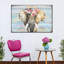 Éléphant, couronne florale sur toile-1390334408