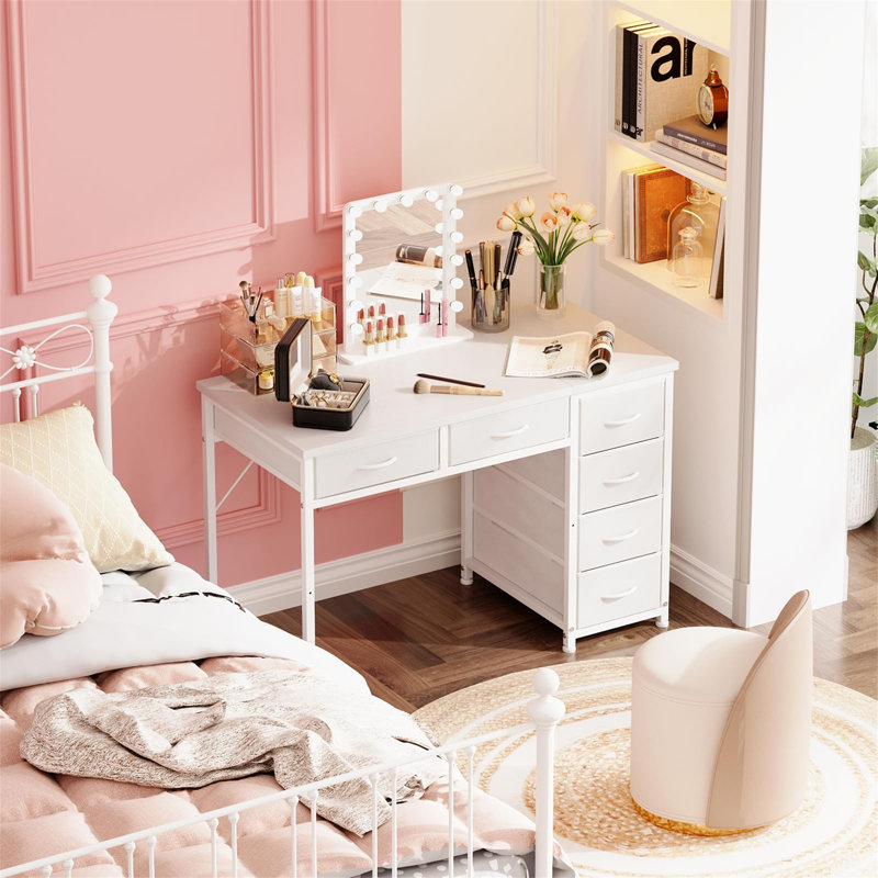 Metal Base Computer Desk, White