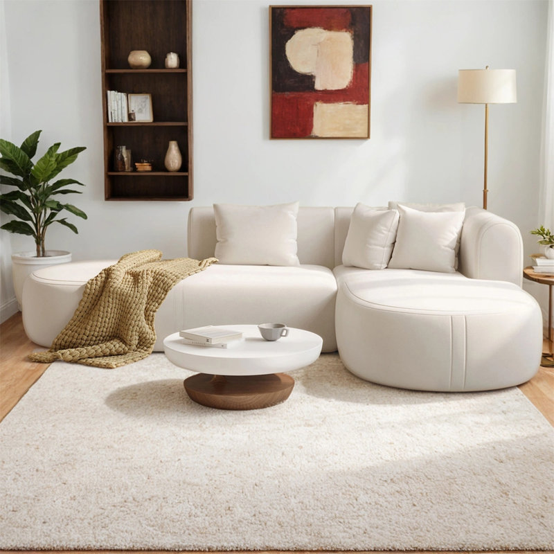 Canapé modulaire en L 107,5 po Boneless, Polyester beige